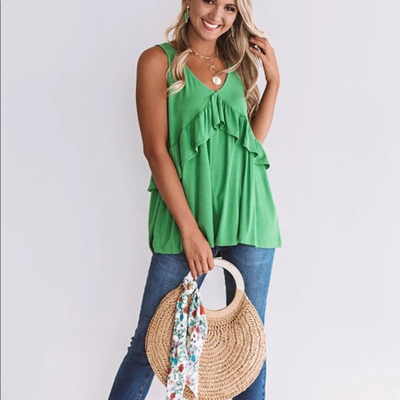 Babydoll Tank in kelly green - Picture 5 of 6